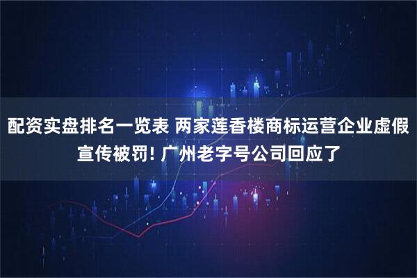 配资实盘排名一览表 两家莲香楼商标运营企业虚假宣传被罚! 广州老字号公司回应了
